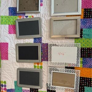 Silver and Black Picture Frames 4”x6” Set of 8